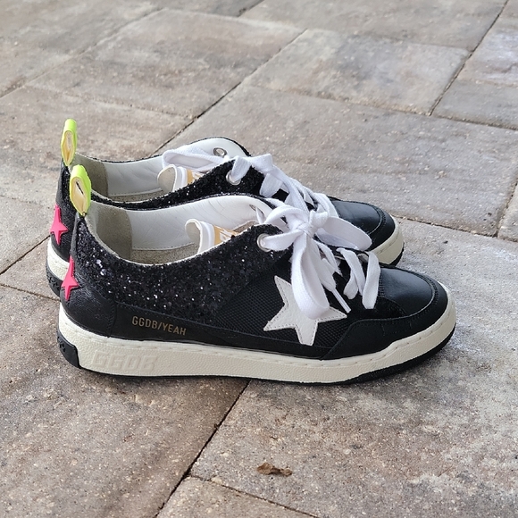 Golden Goose Shoes - Golden Goose Yeah Glitter Sneakers with White Star Sz 38 Authenticated
